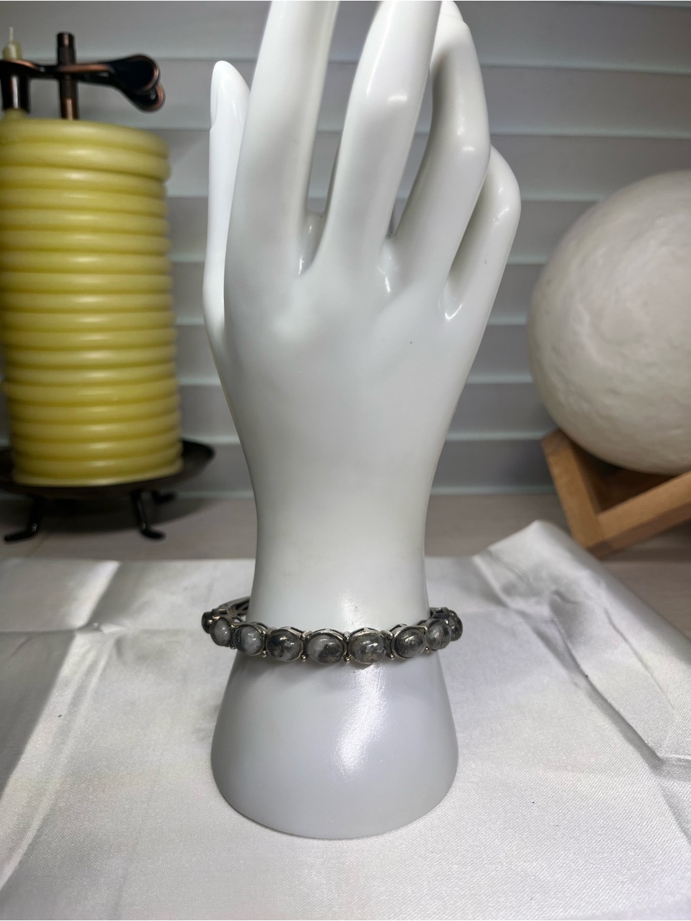 Sterling Silver Gray Moonstone Link Bracelet